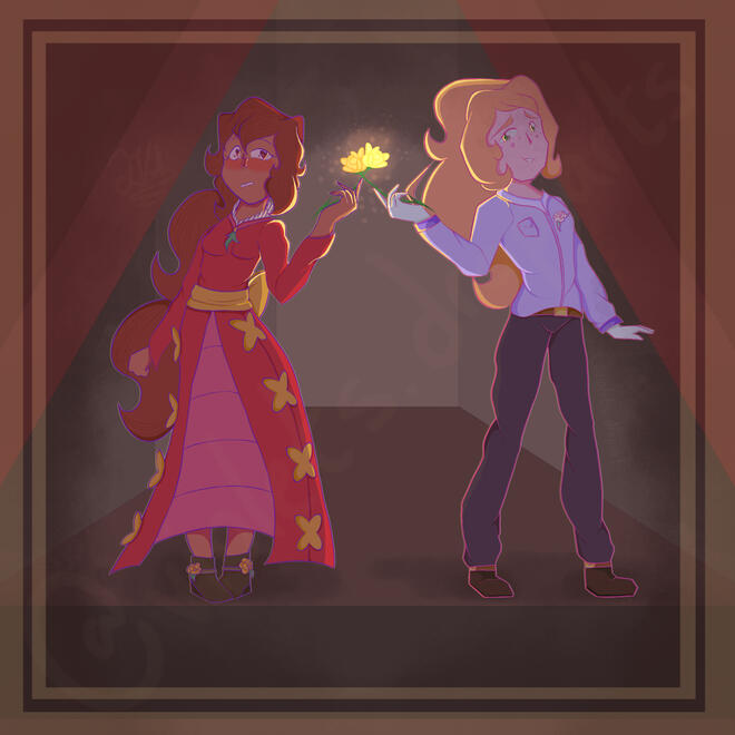 2 Full-Body Characters, Main Art Style, Shaded, Simple BG